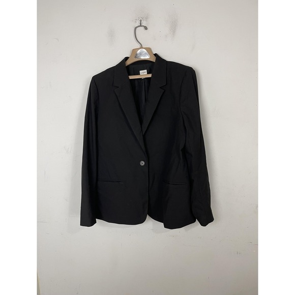 J Crew Blazer Womens 18 Black Re-Imagined Eco Friendly One Button Career Jacket - Picture 2 of 11